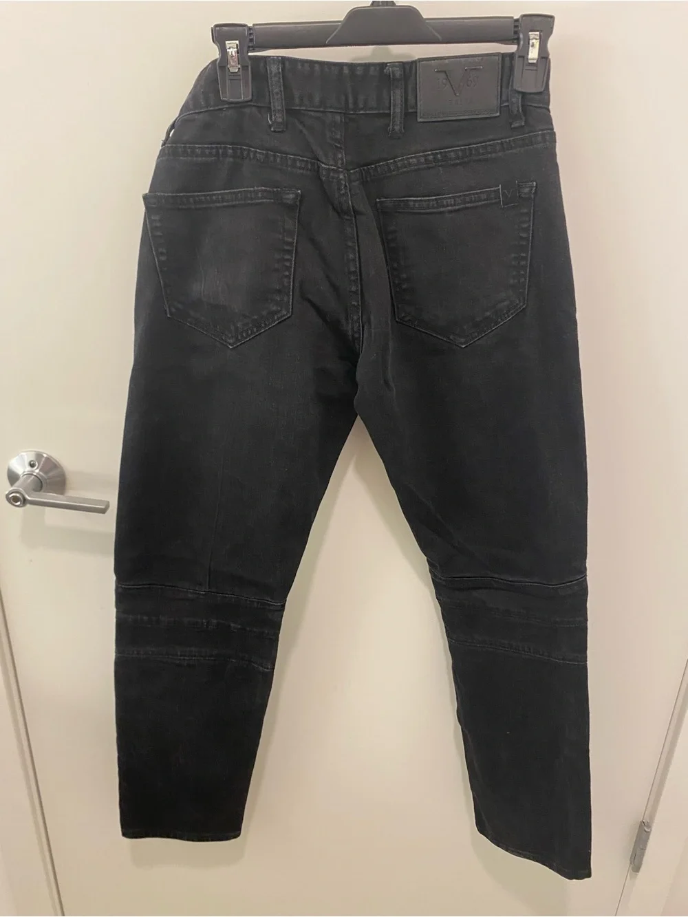 Versace V1969 Black Mens Slim Moto Biker Jeans
